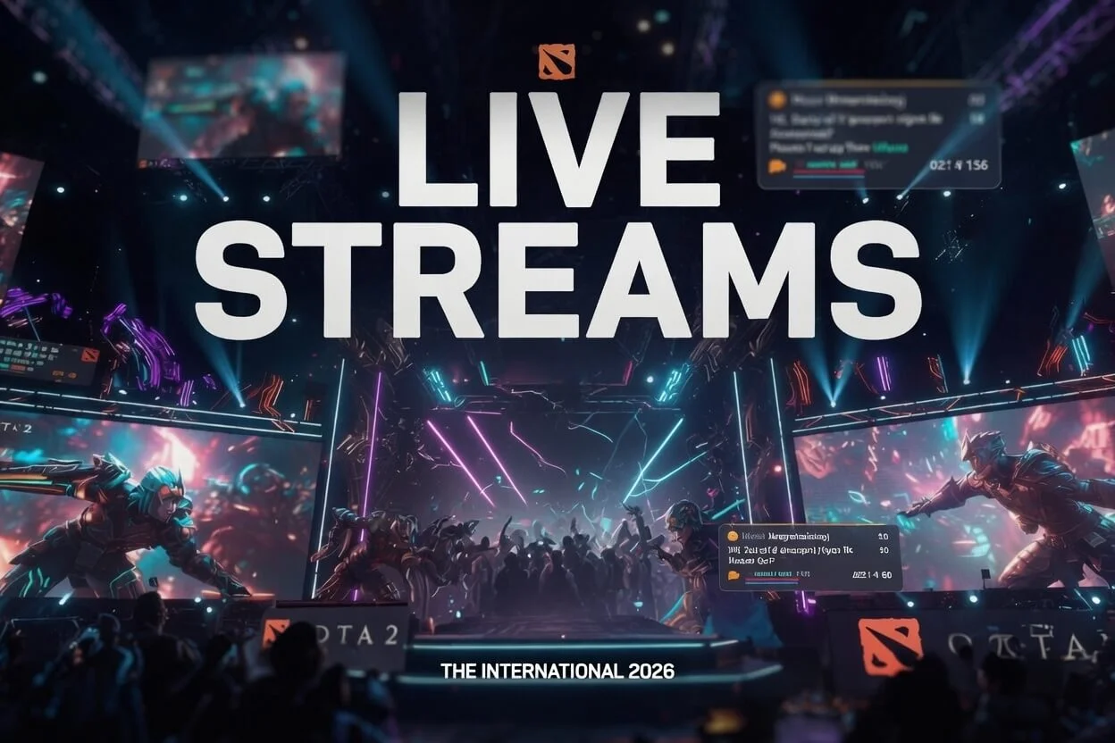 Dota 2 TI live stream and Shanghai arena viewing graphic